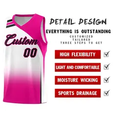 Custom White Pink Gradient Fashion Sports Basketball Jersey 2