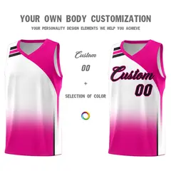 Custom White Pink Gradient Fashion Sports Basketball Jersey 3