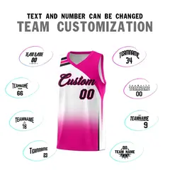 Custom White Pink Gradient Fashion Sports Basketball Jersey 4