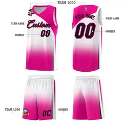 Custom White Pink Gradient Fashion Sports Basketball Jersey 5