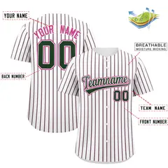 Custom White Pink Tricolor Stripe Authentic Baseball Jersey 2