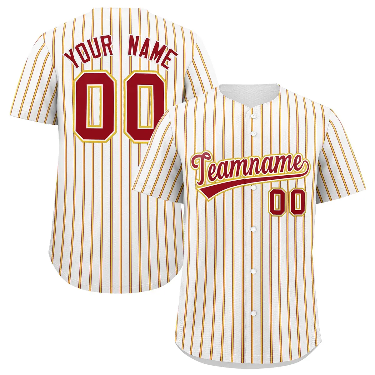 Custom White Red Tricolor Stripe Authentic Baseball Jersey
