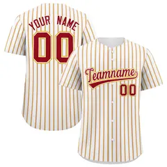 Custom White Red Tricolor Stripe Authentic Baseball Jersey 1