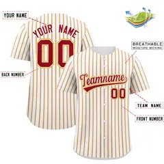 Custom White Red Tricolor Stripe Authentic Baseball Jersey 2