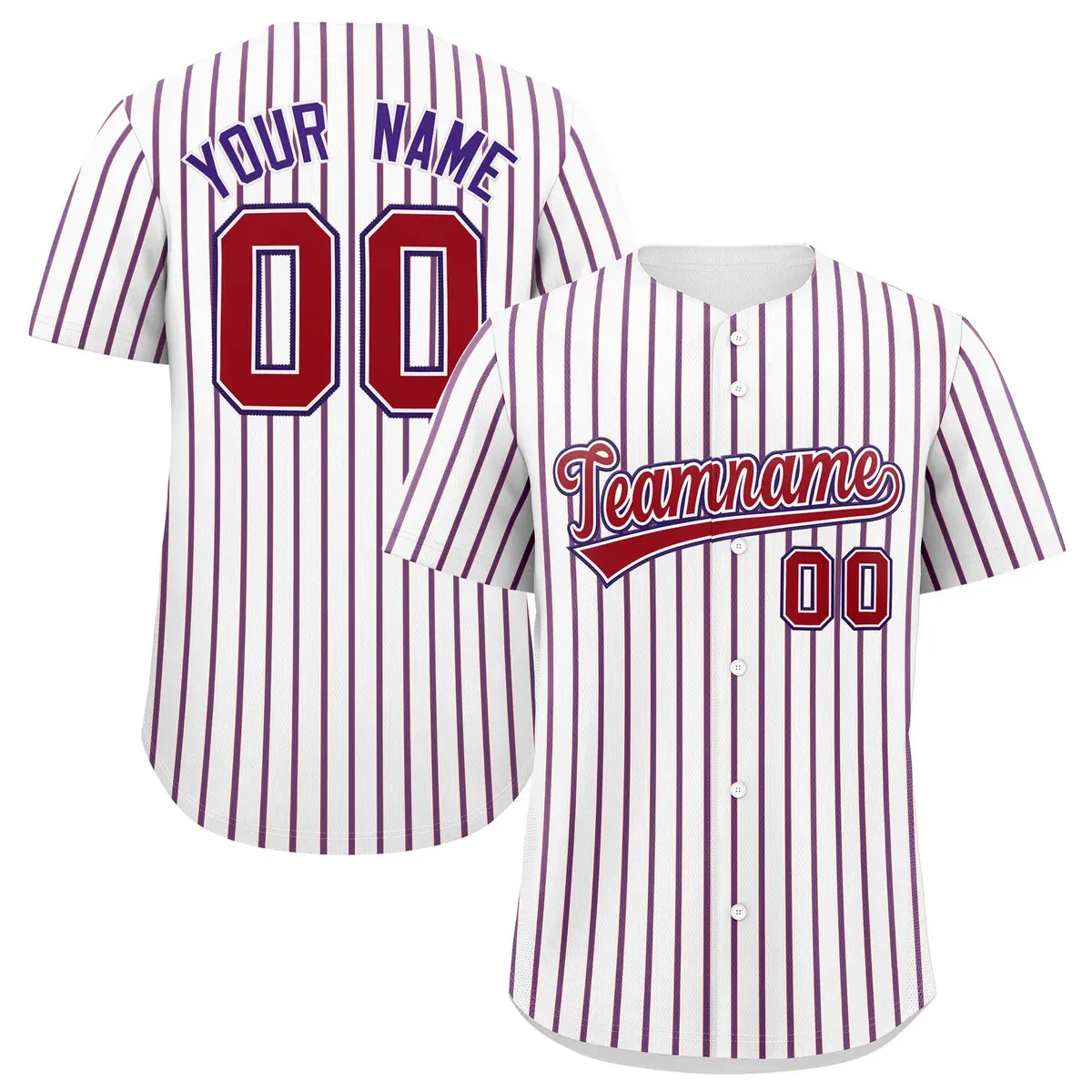 Custom White Red Tricolor Stripe Authentic Baseball Jersey