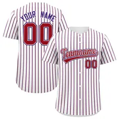Custom White Red Tricolor Stripe Authentic Baseball Jersey 1
