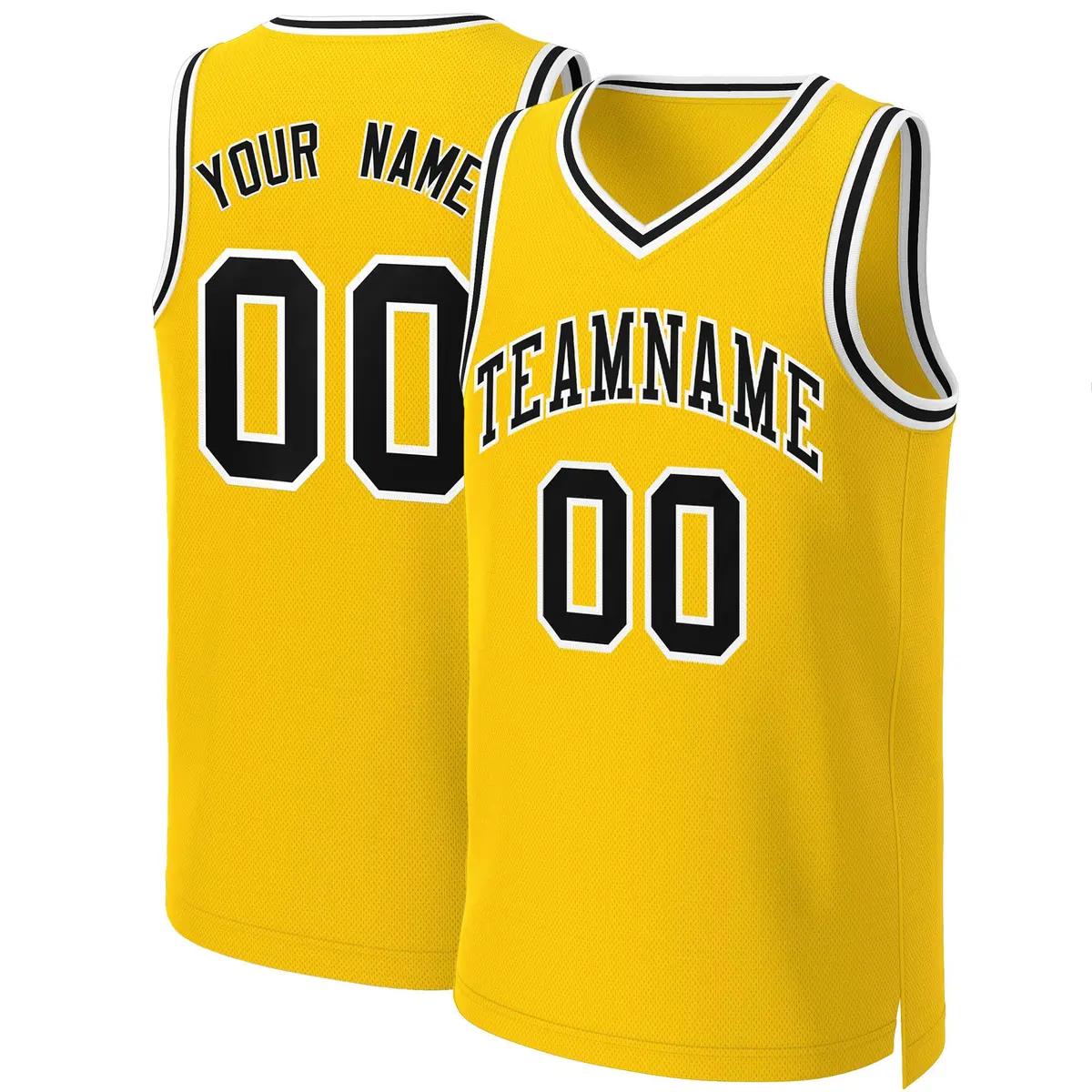 Custom Yellow Black-White Classic Basketball Jersey