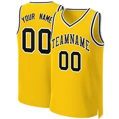 Custom Yellow Black-White Classic Basketball Jersey 1