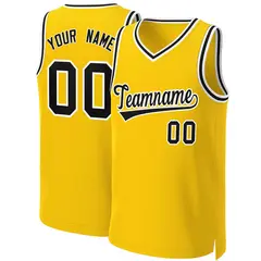 Custom Yellow Black-White Classic Basketball Jersey 1