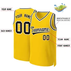 Custom Yellow Black-White Classic Basketball Jersey 2