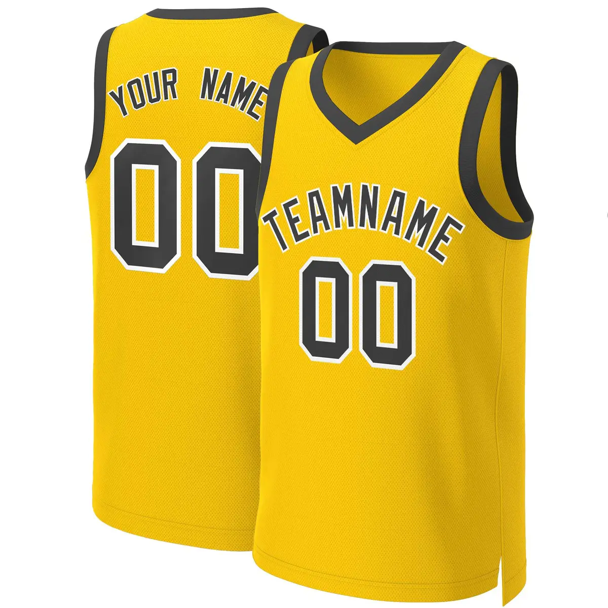 Custom Yellow Black-White Classic Basketball Jersey