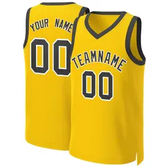 Custom Yellow Black-White Classic Basketball Jersey 1