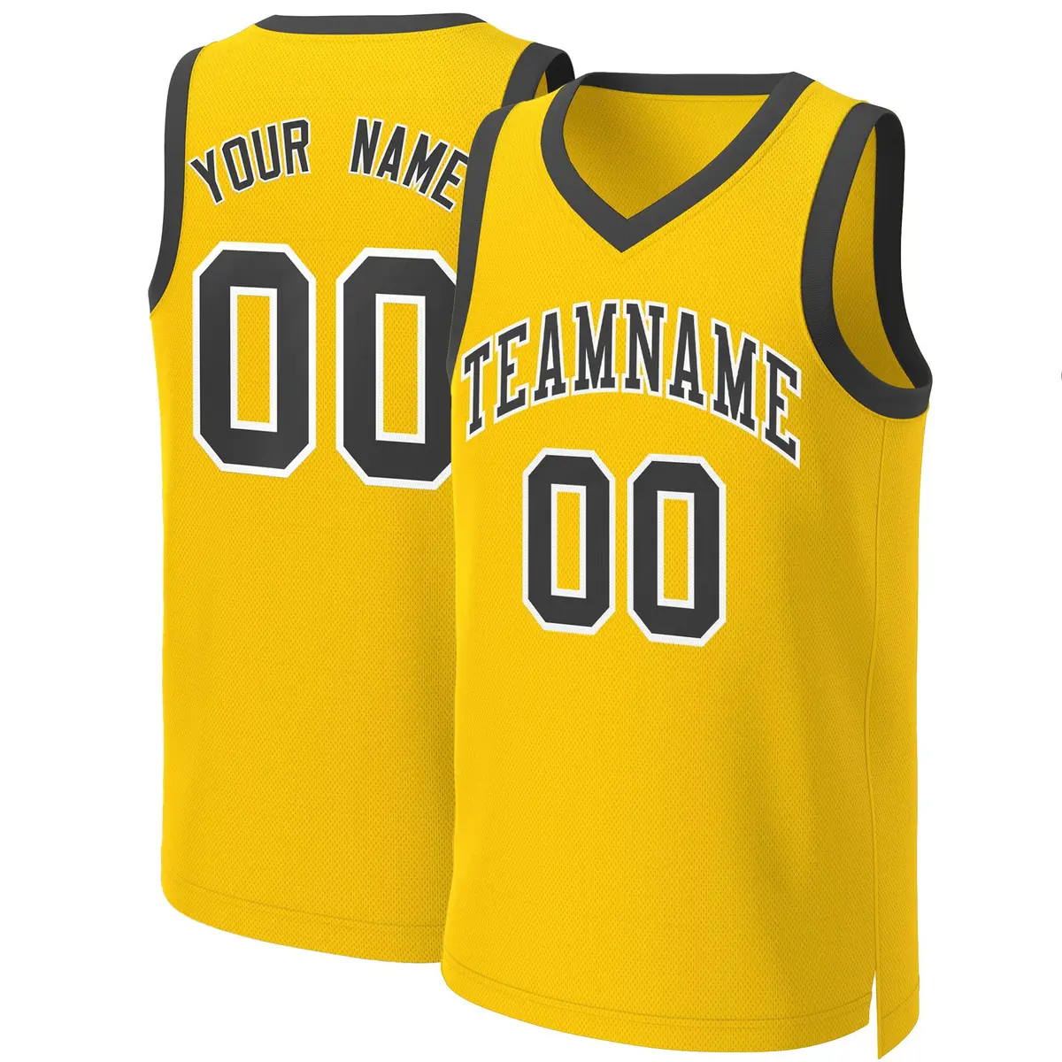 Custom Yellow Black-White Classic Basketball Jersey