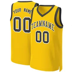 Custom Yellow Black-White Classic Basketball Jersey 1