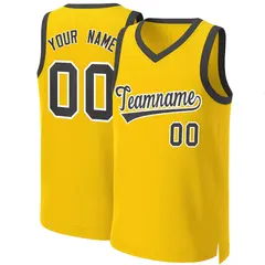 Custom Yellow Black-White Classic Basketball Jersey 1