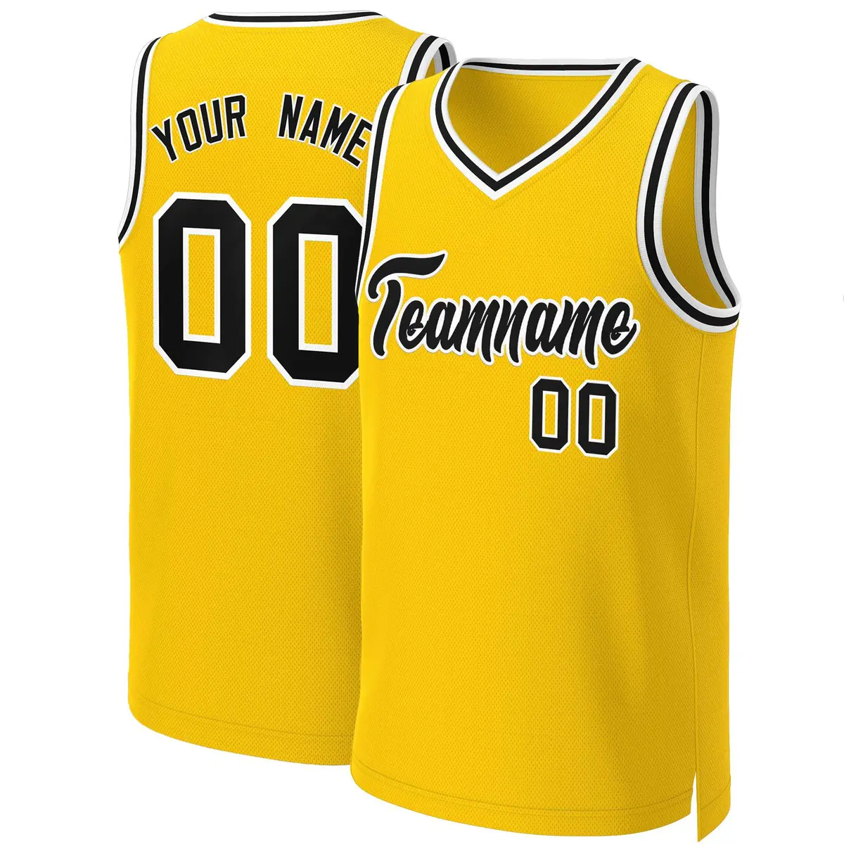 Custom Yellow Black-White Classic Basketball Jersey