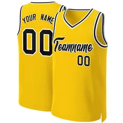 Custom Yellow Black-White Classic Basketball Jersey 1