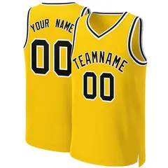 Custom Yellow Black-White Classic Basketball Jersey 1