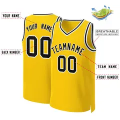 Custom Yellow Black-White Classic Basketball Jersey 2