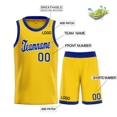Custom Yellow Royal Classic Team Basketball Jersey 3