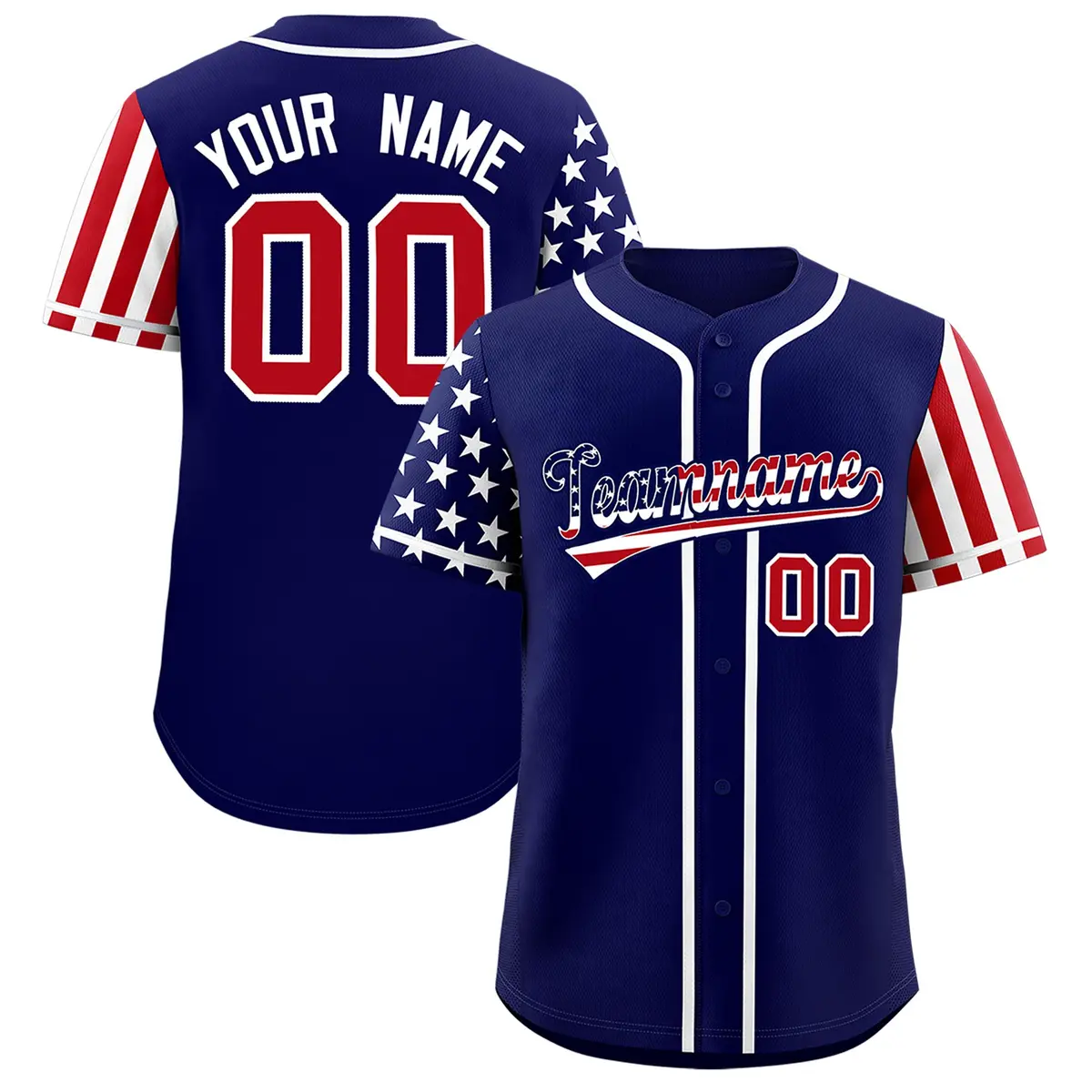 Dark Blue American Flag Design Baseball Jersey