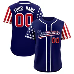Dark Blue American Flag Design Baseball Jersey 1