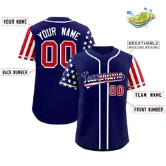 Dark Blue American Flag Design Baseball Jersey 2