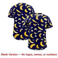 Dark Blue Banana Graffiti Pattern Fashion Baseball Jersey 7