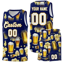 Dark Blue Beer Bubble National Beer Day Basketball Jersey