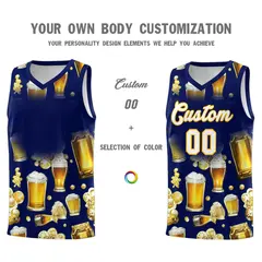 Dark Blue Beer Bubble National Beer Day Basketball Jersey 2