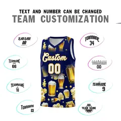 Dark Blue Beer Bubble National Beer Day Basketball Jersey 4
