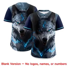 Dark Blue Gray White Wolf Graffiti Baseball Jersey 7