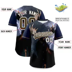 Dark Blue Light Brown White Deer Graffiti Baseball Jersey 2