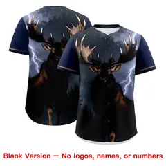 Dark Blue Light Brown White Deer Graffiti Baseball Jersey 7