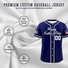 Dark Blue White Father's Day Classic Baseball Jersey 3