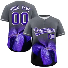 Dark Gray 3D Flower Design Authentic Baseball Jersey