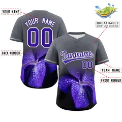 Dark Gray 3D Flower Design Authentic Baseball Jersey 2