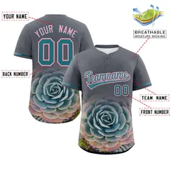 Dark Gray 3D Flower Design Authentic Baseball Jersey 2