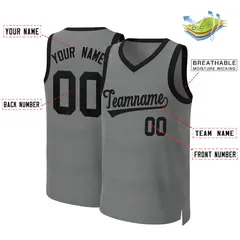 Dark Gray Black Classic Basketball Jersey 2
