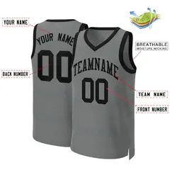 Dark Gray Black Classic Basketball Jersey 2