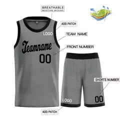 Dark Gray Black Classic Basketball Uniform Jersey 3