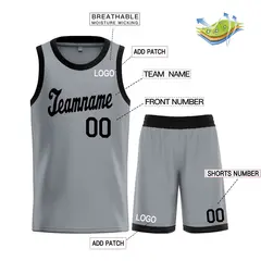 Dark Gray Black Classic Basketball Uniform Jersey 3