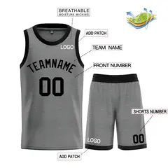 Dark Gray Black Classic Bull Sets Basketball Jersey 3