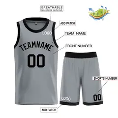 Dark Gray Black Classic Bull Sets Basketball Jersey 3