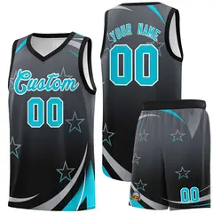 Dark Gray Black Gradient Star Graffiti Basketball Jersey