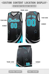Dark Gray Black Gradient Star Graffiti Basketball Jersey 2