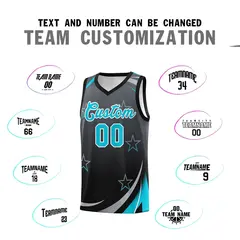 Dark Gray Black Gradient Star Graffiti Basketball Jersey 3