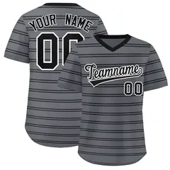 Dark Gray Black Horizontal Stripe Pullover Baseball Jersey 1