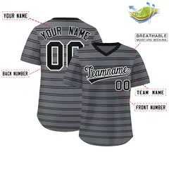 Dark Gray Black Horizontal Stripe Pullover Baseball Jersey 2
