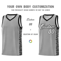 Dark Gray Black Indians Pattern Basketball Jersey 3